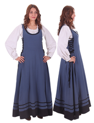 MISHA Cotton Blue - XV-XVI Century Inspired Medieval Viking Renaissance Sleeveless Over Dress
