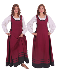MISHA Cotton Burgundy - XV-XVI Century Inspired Medieval Viking Renaissance Sleeveless Over Dress