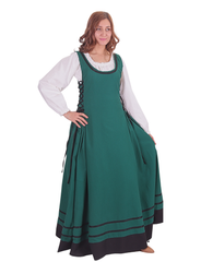 MISHA Cotton Forest Green - XV-XVI Century Inspired Medieval Viking Renaissance Sleeveless Over Dress