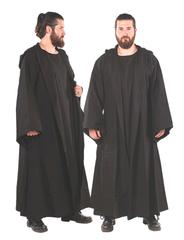 Merlin Cotton Black – Medieval Viking Cotton Canvas Hooded Robe