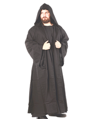 Merlin Cotton Black – Medieval Viking Cotton Canvas Hooded Robe