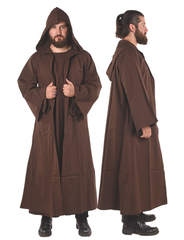 Merlin Cotton Brown – Medieval Viking Cotton Canvas Hooded Robe