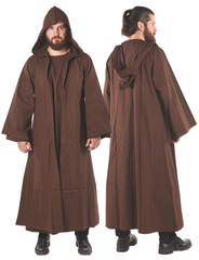 Merlin Cotton Brown – Medieval Viking Cotton Canvas Hooded Robe