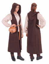 NORA Wool Battle Brown Coat Dress – Medieval Viking Open-Front Surcoat (S–6XL)