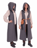 NORA Wool Battle Grey Coat Dress – Medieval Viking Open-Front Surcoat (S–6XL)