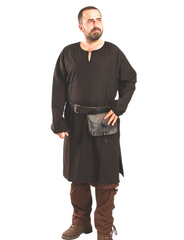 ODIN Black Cotton Canvas Tunic - Men's Medieval Viking Cotton Canvas Tunic