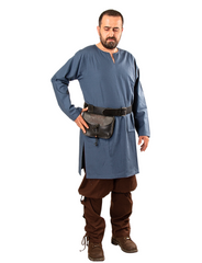 ODIN Blue Cotton Canvas Tunic - Men's Medieval Viking Cotton Canvas Tunic