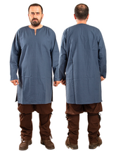 ODIN Blaue Tunika aus Baumwoll-Canvas - Mittelalterliche Wikinger-Tunika aus Baumwoll-Canvas für Herren