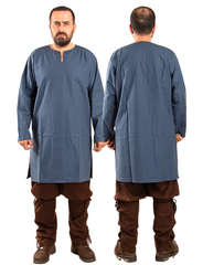 ODIN Blue Cotton Canvas Tunic - Men's Medieval Viking Cotton Canvas Tunic