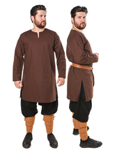 ODIN Braune Tunika aus Baumwoll-Canvas - Mittelalterliche Wikinger-Tunika aus Baumwoll-Canvas für Herren