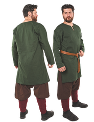 ODIN Green Cotton Canvas Tunic - Men's Medieval Viking Cotton Canvas Tunic