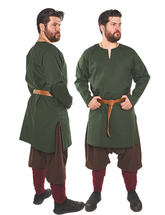 ODIN Grüne Tunika aus Baumwoll-Canvas - Mittelalterliche Wikinger-Tunika aus Baumwoll-Canvas für Herren