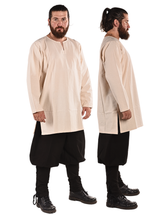 ODIN Tunika aus natürlichem Baumwoll-Canvas - Mittelalterliche Wikinger-Tunika aus Baumwoll-Canvas für Herren