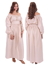 FREYA Schwarz - Mittelalterliches Wikinger-Unterkleid aus Baumwolle