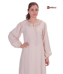 ROSELLA  Natural – Medieval Viking and Renaissance Cotton Poplin Dress
