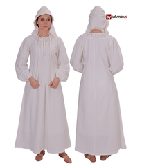 ROSELLA  White – Medieval Viking and Renaissance Cotton Poplin Dress