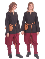 SARA Cotton Black - Women's Medieval Viking Cotton Canvas Tunic