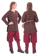 SARA Cotton Brown - Mittelalterliche Wikinger-Tunika für Damen