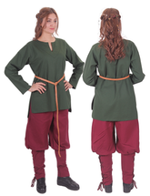 SARA Cotton Green - Mittelalterliche Wikinger-Tunika für Damen
