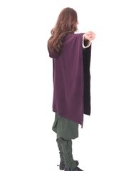 STELLA WOOL Purple – Medieval Viking and Daily Use Maxi Hooded Wool Poncho