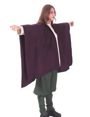 STELLA WOOL Purple – Medieval Viking and Daily Use Maxi Hooded Wool Poncho