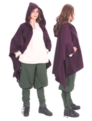 STELLA WOOL Purple – Medieval Viking and Daily Use Maxi Hooded Wool Poncho