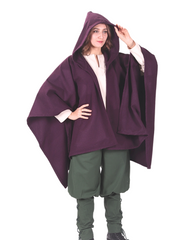 STELLA WOOL Purple – Medieval Viking and Daily Use Maxi Hooded Wool Poncho