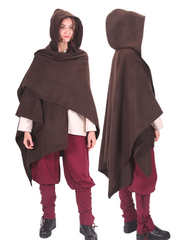 STELLA Wool Brown – Medieval Viking and Daily Use Maxi Hooded Wool Poncho