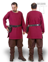 ODIN Burgunderrot - Mittelalterliche Wikinger-Tunika aus Baumwollcanvas für Herren