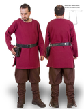 THOR Cotton Canvas Burgundy Tunic - Men's Medieval, Viking & Larp Tunic
