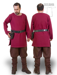 THOR Cotton Canvas Burgundy Tunic - Men's Medieval, Viking & Larp Tunic