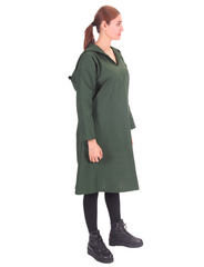 TYRA Cotton Canvas Green - Women's Medieval Viking Hooded Tunic