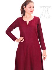 Wilma Wolle Burgund – Mittelalterliches Wikingerkleid für Damen aus Wolle
