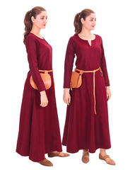 Wilma Wolle Burgund – Mittelalterliches Wikingerkleid für Damen aus Wolle