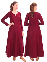 Wilma Wolle Burgund – Mittelalterliches Wikingerkleid für Damen aus Wolle
