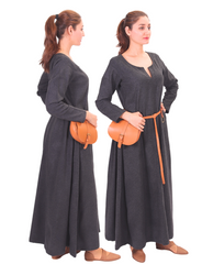 Wilma Wolle Grau – Mittelalterliches Wikingerkleid aus Wolle für Damen
