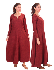 Wilma Wolle Orange – Mittelalterliches Wikinger-Wollkleid für Damen