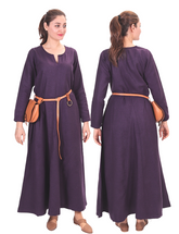 Wilma Wolle Lila – Mittelalterliches Wikinger-Wollkleid für Damen