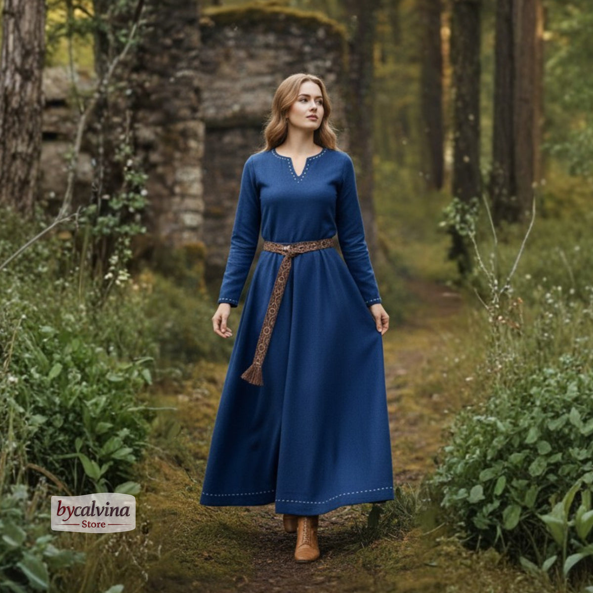 FREYA Coton Bleu - Sous-vêtement Viking Médiéval 