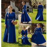 FREYA Medieval Viking Underdress BLUE - 100% Cotton Canvas | Handmade LARP | S-10XL
