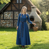 FREYA Medieval Viking Underdress BLUE - 100% Cotton Canvas | Handmade LARP | S-10XL