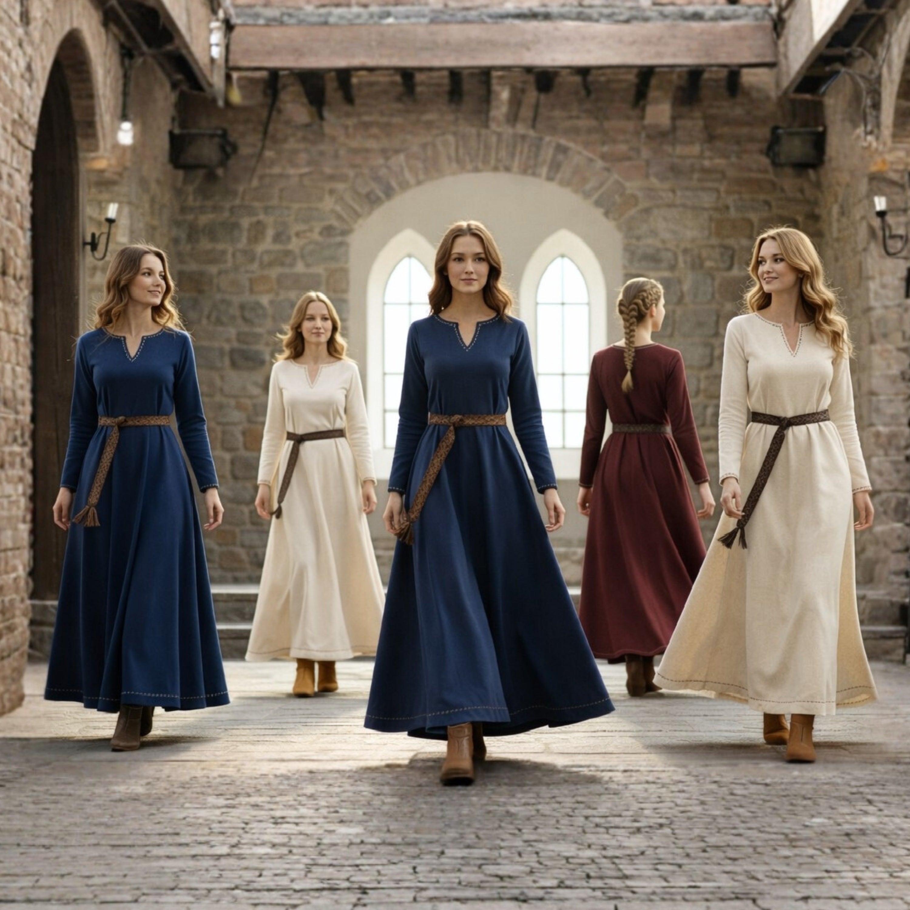 FREYA Coton Bleu - Sous-vêtement Viking Médiéval 