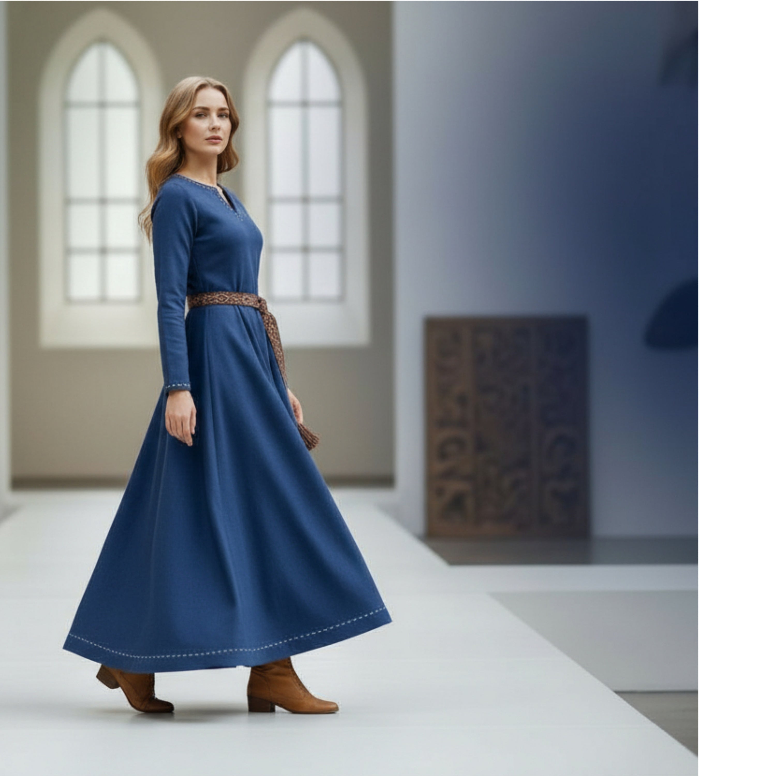 FREYA Coton Bleu - Sous-vêtement Viking Médiéval 