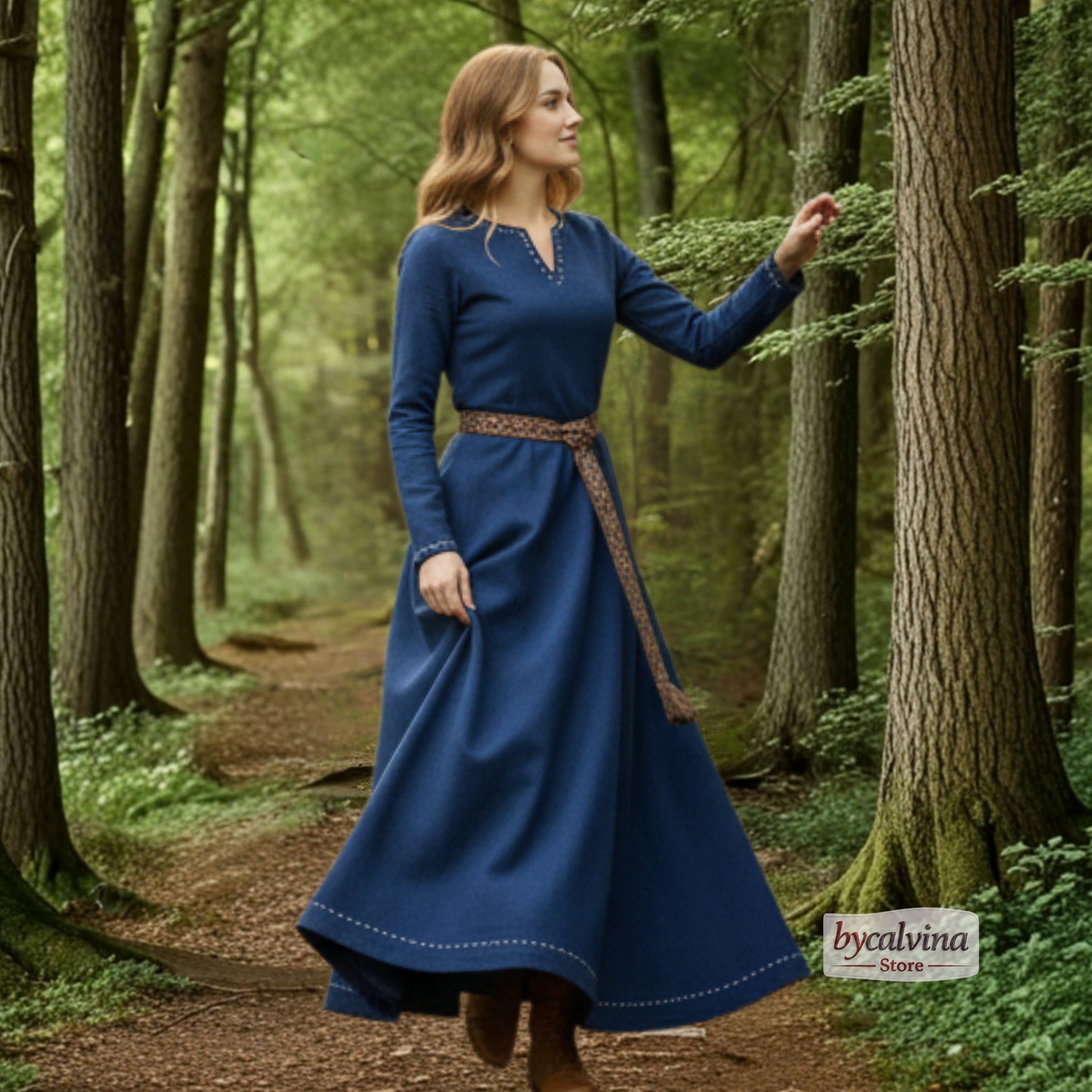 FREYA Coton Bleu - Sous-vêtement Viking Médiéval 