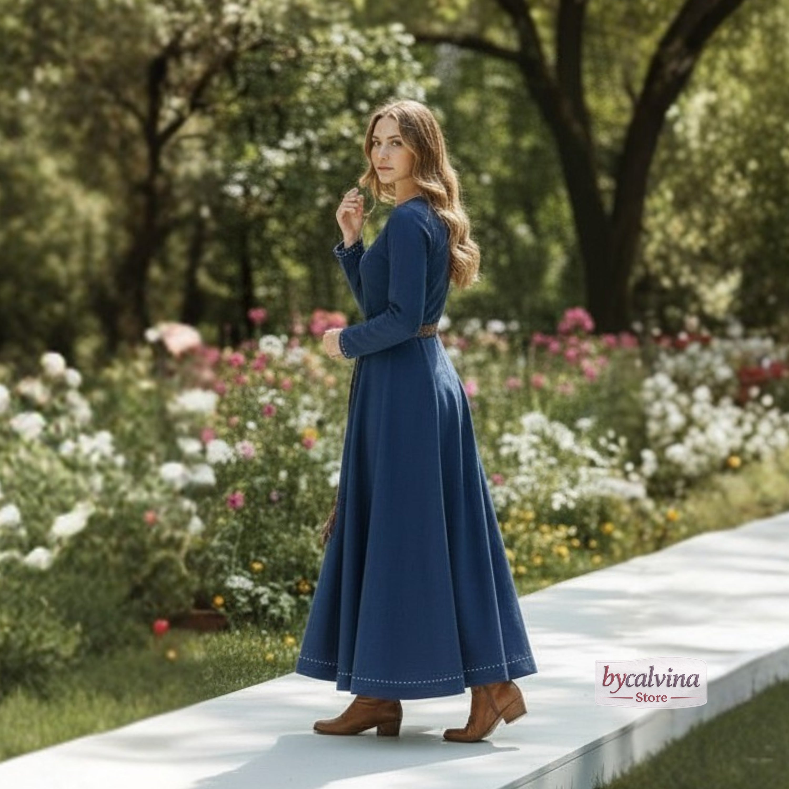 FREYA Coton Bleu - Sous-vêtement Viking Médiéval 