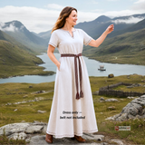 ELVA — Cotton Canvas Short Sleeve Viking Underdress with Hidden Pockets