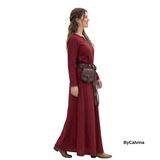 FREYAS — Burgundy Cotton Canvas Medieval Viking Underdress