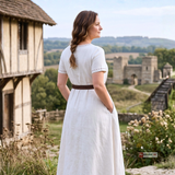 ELVA — Cotton Canvas Short Sleeve Viking Underdress with Hidden Pockets