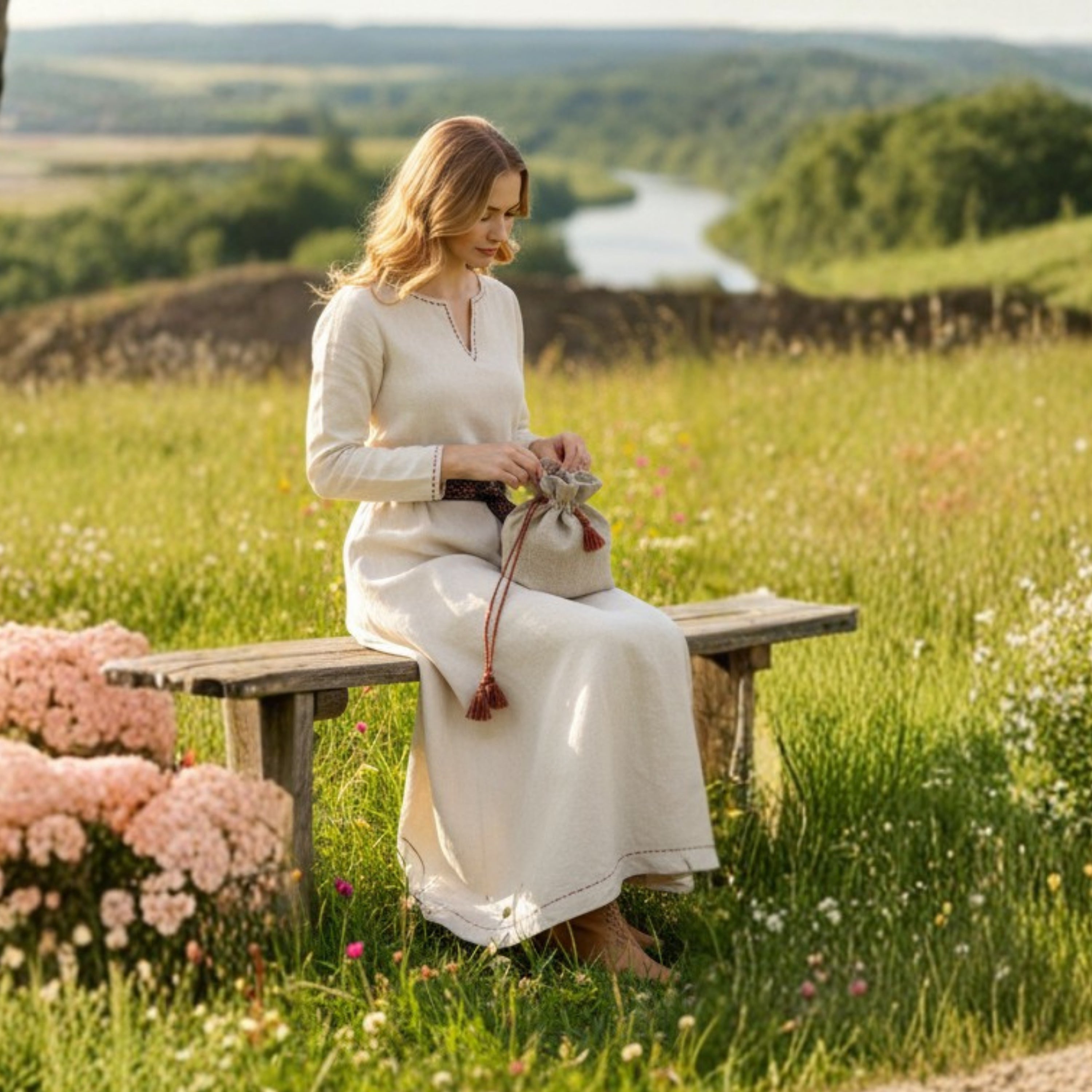 FREYA Cotton Natur - Sous-robe médiévale viking en coton 