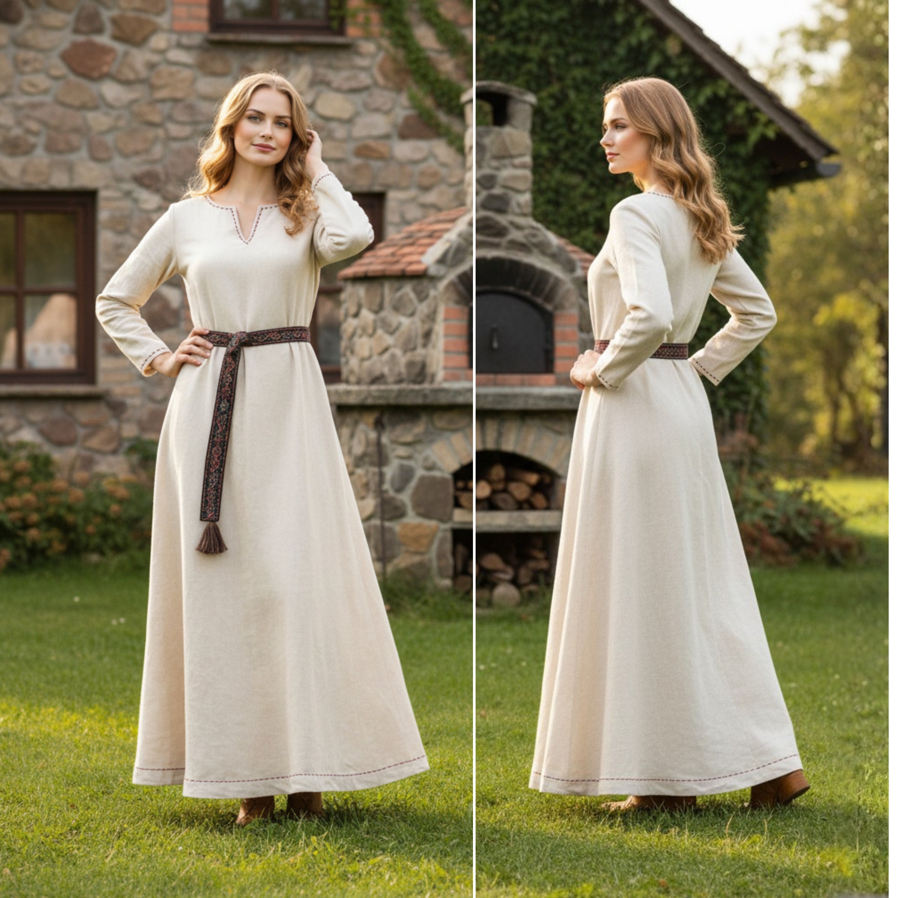 FREYA Cotton Natur - Sous-robe médiévale viking en coton 